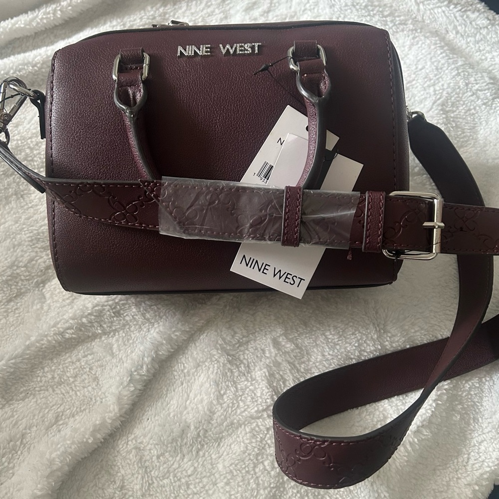 Nine West Dark Red Handbag with Silver Accents